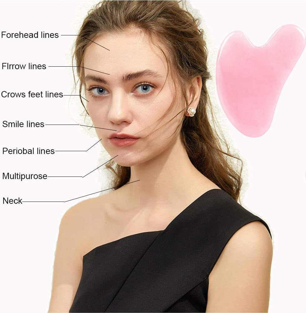 Rose Jade Gua Sha Tool for Facial and Body Massage - Therapeutic Scraping Board for Wrinkle Prevention and Toxin Removal in Spa and Acupuncture Treatments
