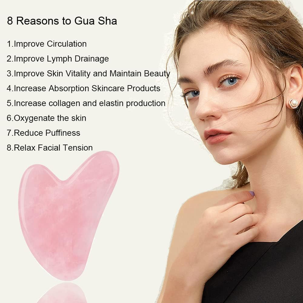 Rose Jade Gua Sha Tool for Facial and Body Massage - Therapeutic Scraping Board for Wrinkle Prevention and Toxin Removal in Spa and Acupuncture Treatments