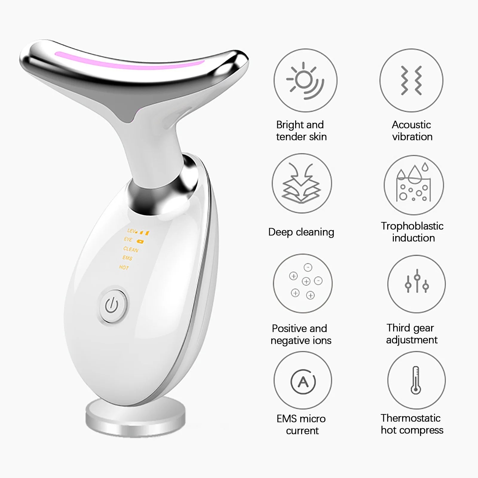Neck Face Beauty Device, Skin Care Facial Massager, 3 in 1 Portable Face Massager for Skin Care, Face Sculpting Tool, Vibration, Thermal, Microcurrent